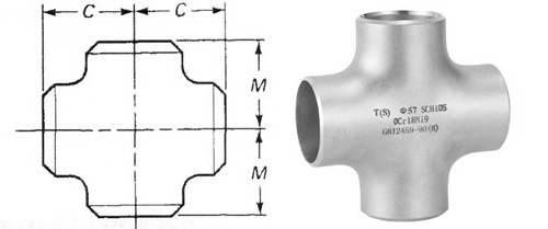 Dimensões de cruz reta Buttweld de ASME B 16,9